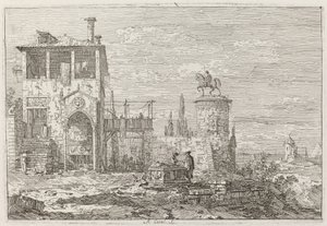 Jezdecký památník [vpravo nahoře] od Canaletto