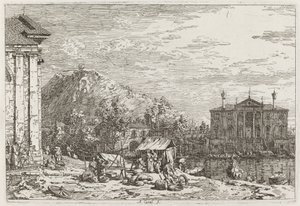 Trh v Dolo [vlevo dole] od Canaletto