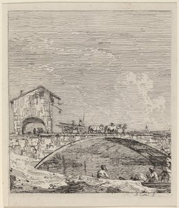 Vůz projíždějící přes most od Canaletto