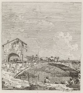 Vůz projíždějící přes most od Canaletto