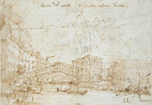 Benátky: Ponte di Rialto, polovina 18. století od Canaletto