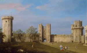 Hrad Warwick, východní fronta od vnějšího dvora, 1752 od Giovanni Antonio Canal