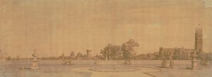 Warwick: Město a hrad z Převorských zahrad od Canaletto