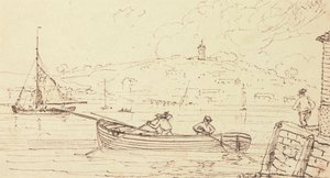 Sketch of Boatmen, West Cowes, 16. února 1826 od Capt. Thomas Hastings