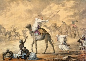 Písečný vítr na poušti, z knihy "Vyprávění o cestách po severní Africe v letech 1818-19 a 1820", vyryl Denis Dighton (1792-1827), vydáno 1821 (barevná litografie) od Captain George Francis (after) Lyon