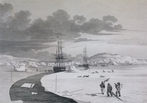 Cutting into Winter Island, říjen 1821, z Journal of a Second Voyage for Discovery of North West Passing from Atlantic to Pacifik v letech 1821-22-23, William Edwar