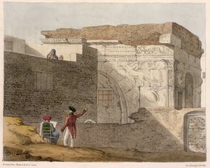Triumphal Arch, Tripolis, deska 4 z „Příběhu o cestách v severní Africe“, vyrytý George Harley (1791-1871) 1821
