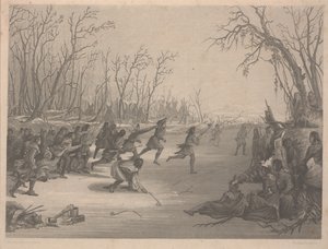 Míčová hra indiánů Dahcota (Sioux), lept Charles Kennedy Burt (1823-92), do prosince 1850 (lept) od Captain Seth Eastman