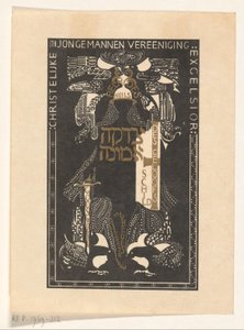 Ex libris Křesťanského sdružení mladých mužů Excelsior od Carel Adolph Lion Cachet