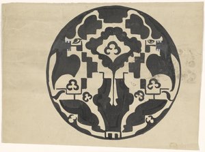 Design pro talíř se dvěma stylizovanými zvířaty od Carel Adolph Lion Cachet