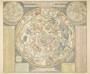 The Northern Hemisphere, from Atlas Coelestis, pub. 1706 (ručně kolorovaná rytina)