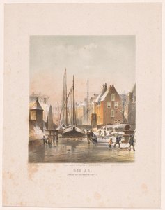 Zamrzlý kanál v Groningenu Der Aa. (z Hoornsche Diep) (název na objektu) od Carel Christiaan Antony Last