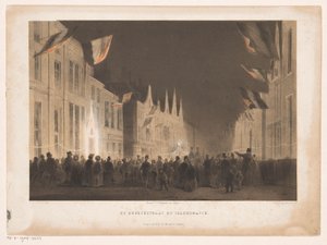 Bredestraat v Leidenu osvětlena Breedestraat pod osvětlením (název na objektu) od Carel Christiaan Antony Last