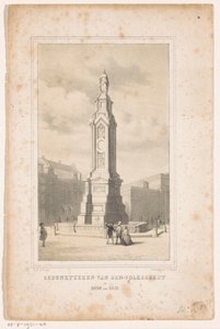 Památník na náměstí Dam v Amsterdamu Památník Ducha lidu v letech 1830 a 1831 (název na předmětu) od Carel Christiaan Antony Last