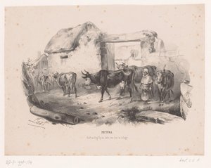 Stádo krav s pastýřkou Pictura (název série na objektu) od Carel Christiaan Antony Last