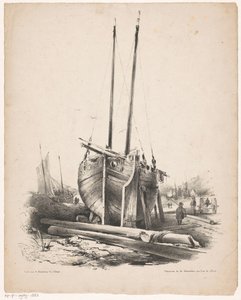 Rybářská loď v opravě od Carel Christiaan Antony Last