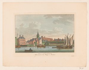 Pohled na kostel ve východním Zaandamu Kostel ve východním Zaandamu / Arrivement de la Barge à Sardam (název na objektu) od Carel Frederik Bendorp (I)