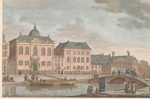 Vysokoněmecká synagoga v Amsterdamu, asi 1790 Vysokoněmecký židovský kostel v Amsterdamu / Sijnagogue Allemandé à Amsterdam (název na objektu)