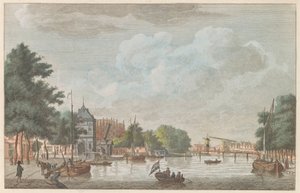 Spaarne v Haarlemu, asi 1790 Het Binnen Spaarne v Haarlem / Riviere tento náhradní interiér à Haarlem (název na objektu)