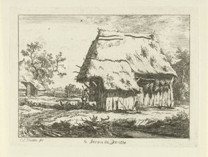 Pastýř u ovčína Te Drown in Drenthe (název na objektu) Krajiny (1-6) (název série) od Carel Lodewijk Hansen