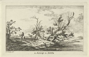 Jezdec v krajině Te Kockange in Drenthe (název na objektu) Krajiny (A-F) (název série) od Carel Lodewijk Hansen
