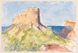 Ragusa, starý hrad při pohledu z okna hotelu Impérial 1902 (ráno) od Carel Nicolaas Storm van 