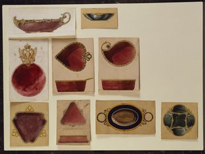 Sbírka návrhů nádobí, House of Carl Faberge (tužka a akvarel na papíře)