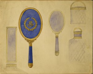 Výběr vzorů, House of Carl Faberge (tužka, pero a inkoust a akvarel na kartě)
