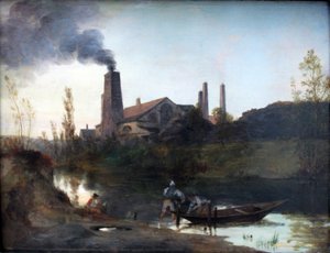 Německy: "Walzwerk Neustadt-Eberswalde" nebo "Válcovna u Eberswalde" Válcovna Neustadt-Eberswalde od Carl Blechen