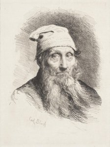 Starý muž s kloboukem. Obrázek poprsí od Carl Bloch