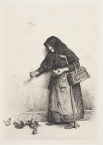 Žena s vrabci od Carl Bloch