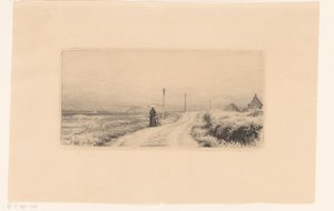 Venkovská cesta s chodící dámou a dítětem od Carl Bloch