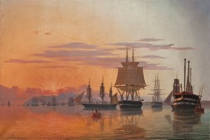 Fregata Thetis a korveta Flora na řece Tagus, 1844. od Carl Dahl