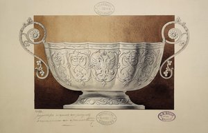 Design mísy zdobené dvouhlavým orlem. Seriál Věno velké princezny Marie
