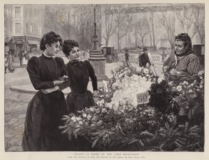 Fialky - scéna na pařížských bulvárech, malba v salonu Champs de Mars, Paříž (litho) od Carl Ernest von Stetten