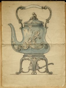 Tvarovaná stříbrná konvice a stojan, House of Carl Faberge