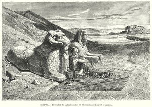 Prodejce starožitností na cestě z Luxoru do Karnaku, Egypt (litho) od Carl Friedrich Heinrich (after) Werner