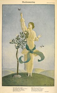 Kresba k básni "Vorsommertag": .Kresba na báseň "Vorsommertag". Žena sahá po motýlovi. od Carl Friedrich Otto Lendecke