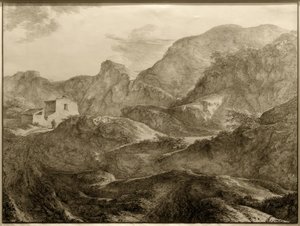 Horská krajina, vlevo dům s trampem před sebou od Carl Friedrich von Rumohr
