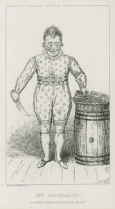 Pan Joseph Grimaldi jako klaun v Harlequin a Friar Bacon