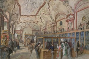 Mramorový sál galerie Ambraser v Dolním Belvederu, Vídeň, 1876