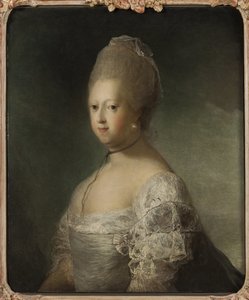 Caroline Mathilde z Hannoveru, princezna Velké Británie a královna choť Dánska a Norska - Portrét Caroline Matildy z Velké Británie (1751-1775), královny Dánska, Pilo, Carl Gustaf (1711-1793). Olej na plátně. Rozměr: 76 x 63 cm. národa
