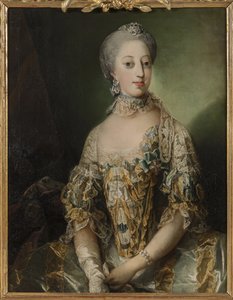 Sophie Madeleine Dánská, královna Švédska - Portrét Sophie Magdalene Dánské (1746-1813), královny Švédska, Pilo, Carl Gustaf (1711-1793). Olej na plátně