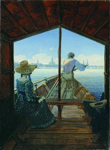 Výlet na bárce po Labi u Drážďan (Dopoledne na Labi) od Carl Gustav Carus