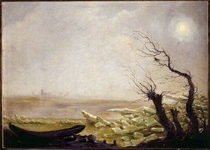 Loď zachycená na ledové kře (olej na plátně) od Carl Gustav Carus