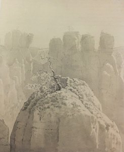 Německy: Pohled z mostu Bastei v Saském Švýcarsku na Kleine Gans od Carl Gustav Carus
