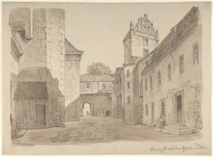 Pohled na nádvoří zámku v Döbenu od Carl Gustav Carus