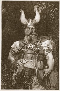 Vikingský náčelník, ilustrace z knihy "Anglikánská církev: Spence-Jones, vyd. cca 1910 (sépiová fotografie). od Carl Haag
