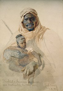 Bachist, Howazeen Bedawee a Mabzookh, jeho malý syn, 1859 (tužka a wc mytí na papíře)