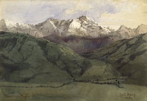 Bavorská vysočina, 1852 (wc na papíře) od Carl Haag